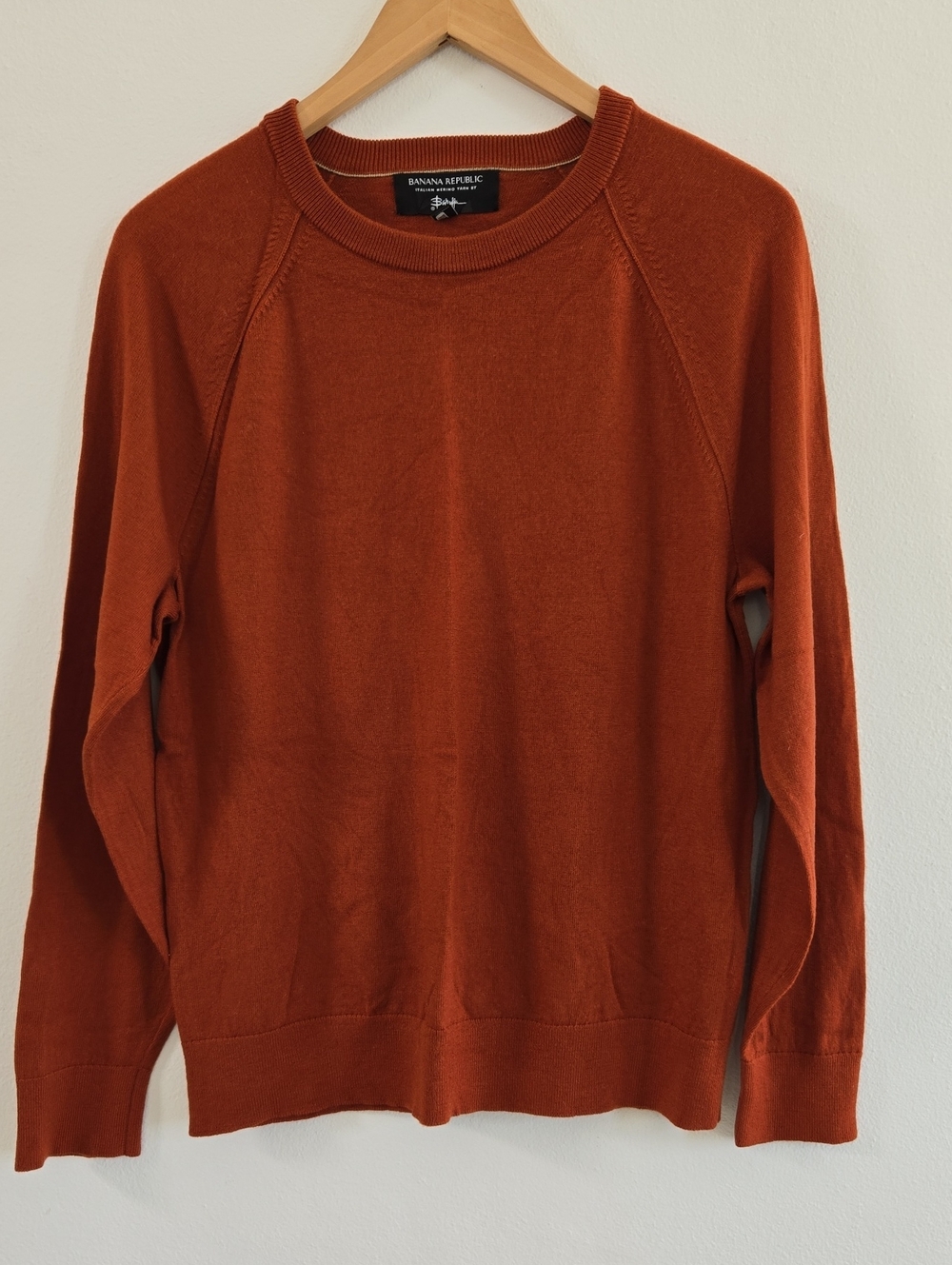 Banana Republic Baruffa Mariono Wool Men's Crewneck Sweater - Burnt Orange Size